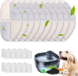 10 Pack Replacement Filters for FEELNEEDY 7L/1.8Gal Dog Water Fountain (FN-W05), 5 Month Set for Large Dogs Water Bowl Dispenser, Includes 10 Filters & 10 Sponges