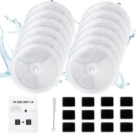 12 PCS Upgraded Filter Unit 3.0 Pet Cat Water Fountain Filters Fit For E versweet Solo 2/Solo SE, E versweet 3 Pro/2S/3, Including Replacement Filters and Replaced Foam Pump Filter (12 pcs)