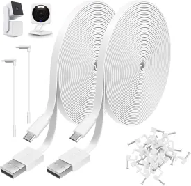 2 Pack 25ft Power Extension Cable Compatible with Wyze Cam v4,Wyze Cam Pan v3,Wyze OG,Wyze Cam v3,WyzeCam,NestCam Indoor,Blink,Amazon Cloud Camera,USB to Micro USB Durable Charging and Data Sync Cord