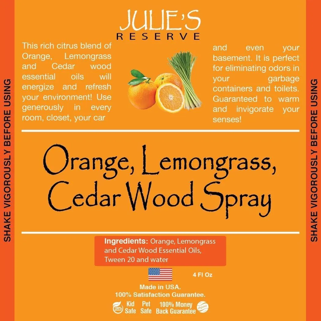 2 Pack Citrus Orange/Cedar/Lemongrass Room & Linen Spray