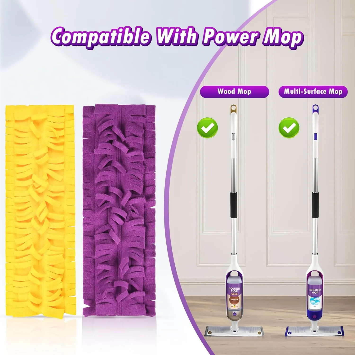 3 Pack Spray Mop Pads for Swiffer PowerMop Multi-Surface Mop and Power Mop Wood Mop Pads Refill, Washable & Reusable Floor Cleaning Replacement Mopping Pads