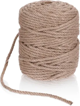 328 Feet 6mm Jute Twine Jute Rope Natural Thick Jute Twine String, 4-Ply 1/4 Heavy Duty Hemp Rope Thick Twine Rope for Gardening, Floristry, Cat Scratch Post, DIY Art Craft