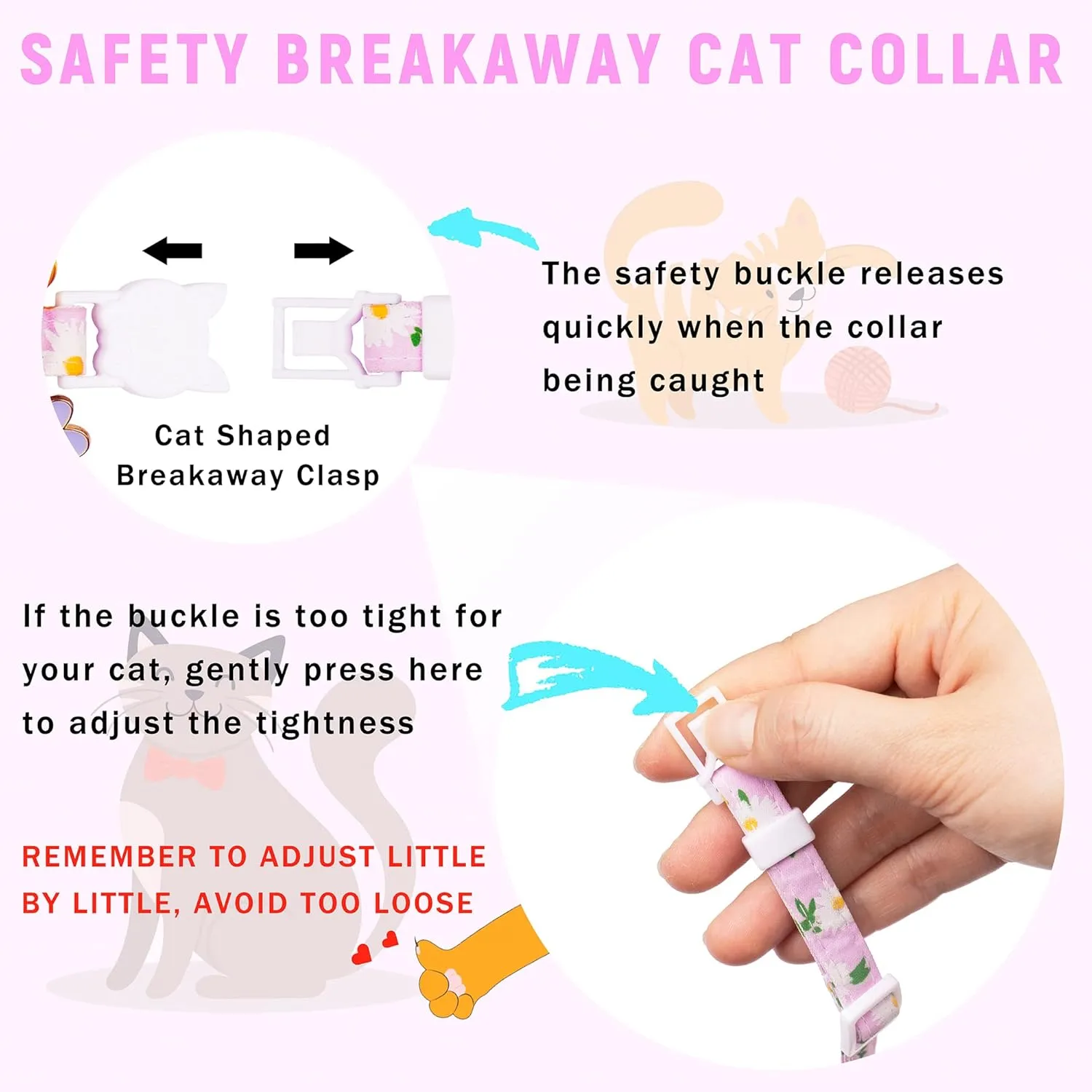 Airtag Cat Collar, JXFUKAL Kitten Collar Breakaway with Silicone Airtag Holder, Bells & Flower Charm for Girl Cats Boy Cats Small Dogs(Purple)