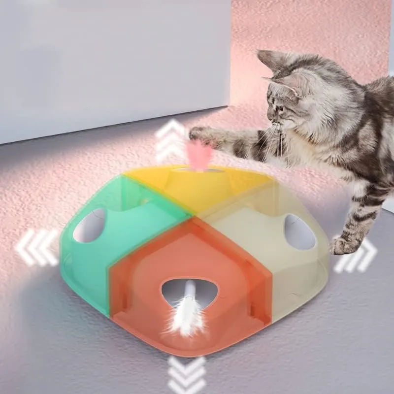 Automatic Interactive Cat Toys for Indoor Cats, Whack a Mole Electric Feather Moving Cat Toy,Motion Activated USB Rechargeable DIY Color Automated Cat Toys