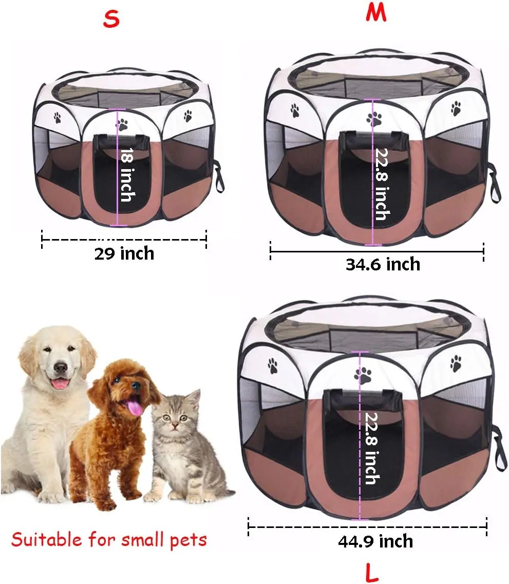 BODISEINT Portable Pet Playpen, Dog Playpen Foldable Pet Exercise Pen Tents Dog Kennel House Playground for Puppy Dog Yorkie Cat Bunny Indoor Outdoor Travel Camping Use