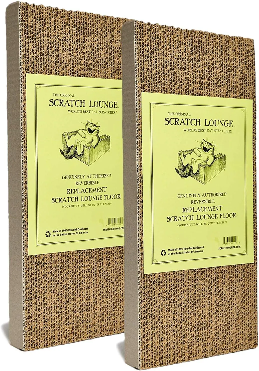 Cardboard Floor Refill, 2-Pack - for XL 13x22 Cat Scratchers - Heavy Duty Durable Lasts 10x Longer Than Conventional Scratchers