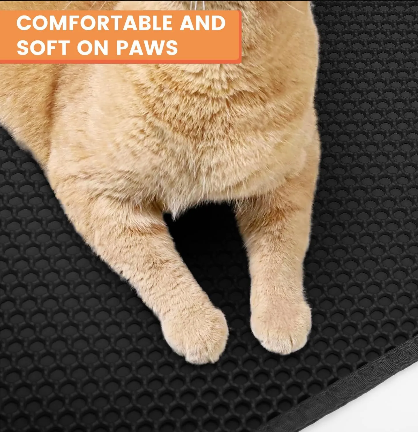 Cat Litter Mat,30"x24"Cat Litter Mat Litter Trapping Mat,Honeycomb Double Layer Kitty Litter mat,Soft EVA Material,Durable,Urine & Waterproof,Easy Clean,Washable(Black)