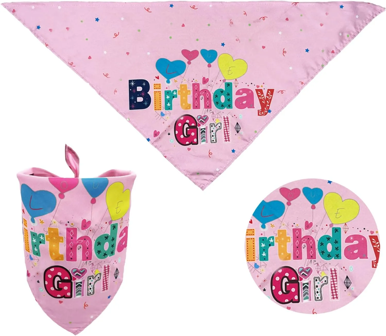 Dog Birthday Bandana Hat Scarf Set, Dog Birthday Party Supplies Dog Bandana Hat with Numbers Scarfs Happy Birthday Banner with Cute Dog Bow Tie Collar Boy Girl Puppy Birthday Hat Scarf for Dog (Pink)