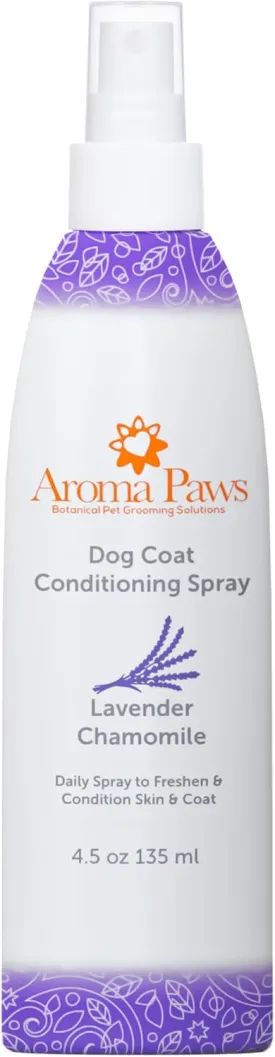 Dog Coat Conditioning Spray - Pet-Friendly Detangler Spray with Natural Essential Oils for Dogs - Daily Dog Spray to Eliminate Odors and Knots - Lavender Chamomile 4.5 oz.