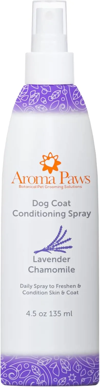 Dog Coat Conditioning Spray - Pet-Friendly Detangler Spray with Natural Essential Oils for Dogs - Daily Dog Spray to Eliminate Odors and Knots - Lavender Chamomile 4.5 oz.