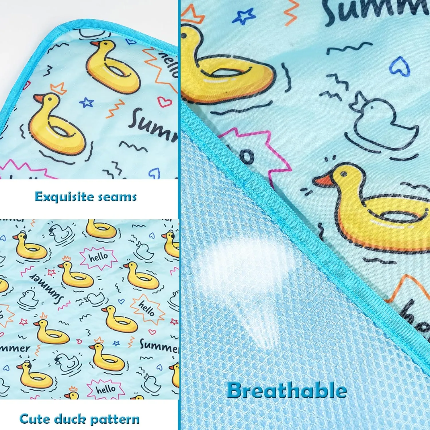 Dog Ice Pad Ice Silk Cats Kennel Mat Pet Cooling Pad Summer Cool Bamboo Mat Breathable Pad (Duck, M)