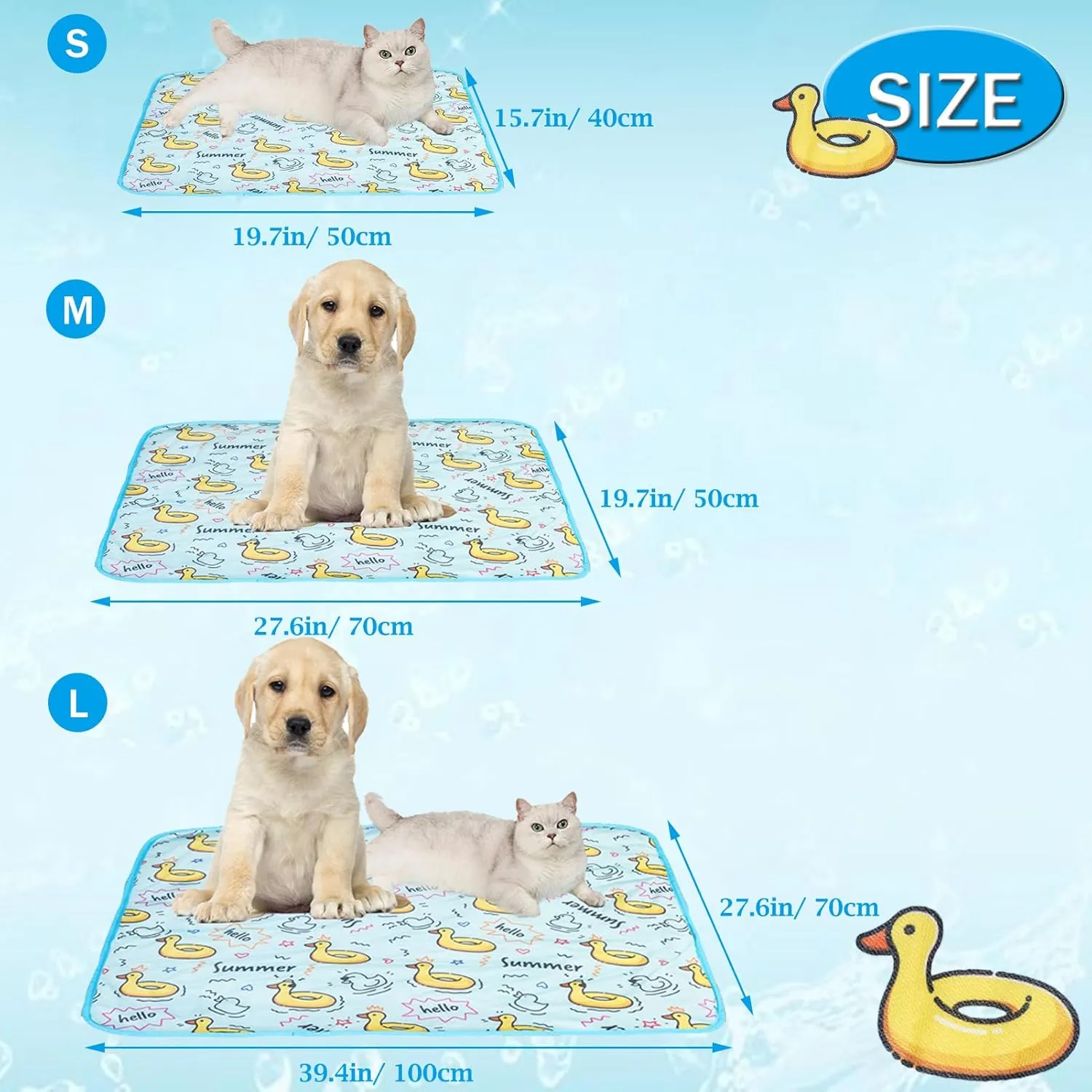 Dog Ice Pad Ice Silk Cats Kennel Mat Pet Cooling Pad Summer Cool Bamboo Mat Breathable Pad (Duck, M)