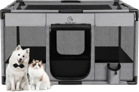 Dog Playpen,Fabric Fence, Portable Soft Cat Kennel Crate,Breathable Exercise Puppy Pen,PVC Pipe Frame,Indoor Outdoor Cage for Large/Medium/Small Animals with Carrying Case(L)