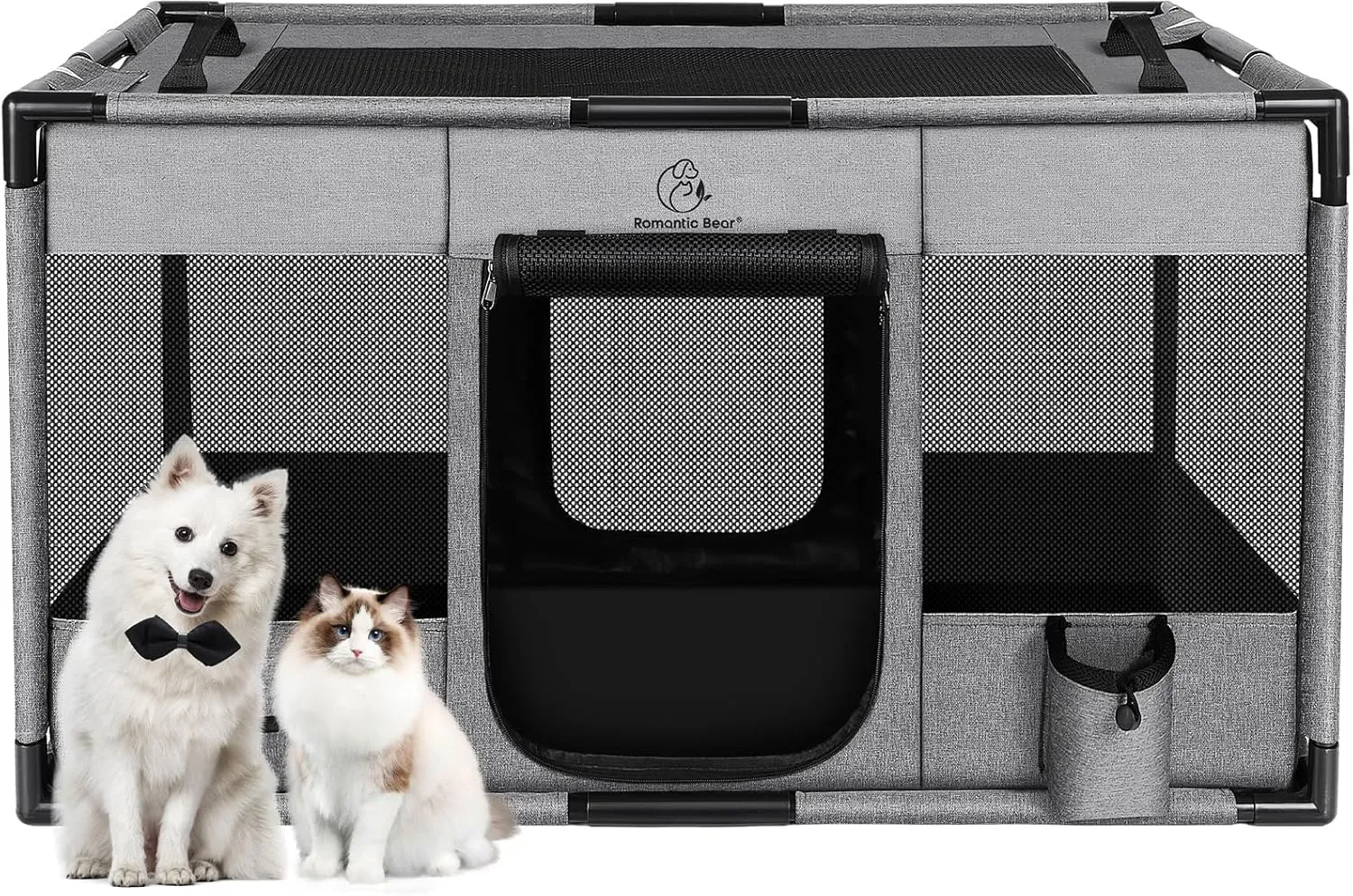 Dog Playpen,Fabric Fence, Portable Soft Cat Kennel Crate,Breathable Exercise Puppy Pen,PVC Pipe Frame,Indoor Outdoor Cage for Large/Medium/Small Animals with Carrying Case(L)