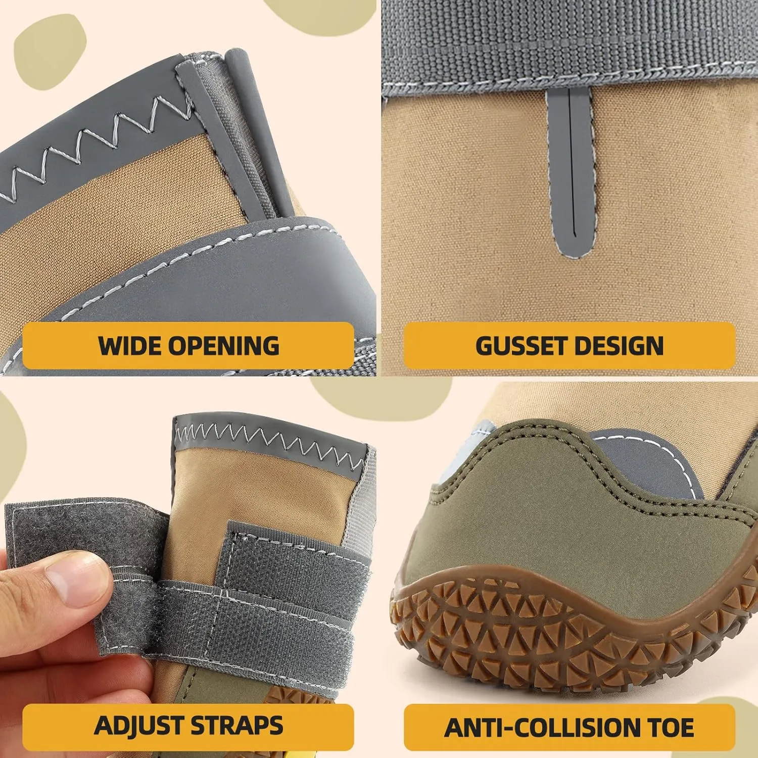Dog Shoes for Large Dogs, Medium Dog Boots & Paw Protectors for Hardwood Floors, Outdoor Dog Booties for Hot Pavement Winter Snow Hiking, Waterproof Dog Shoes with Reflective Strips Size 3