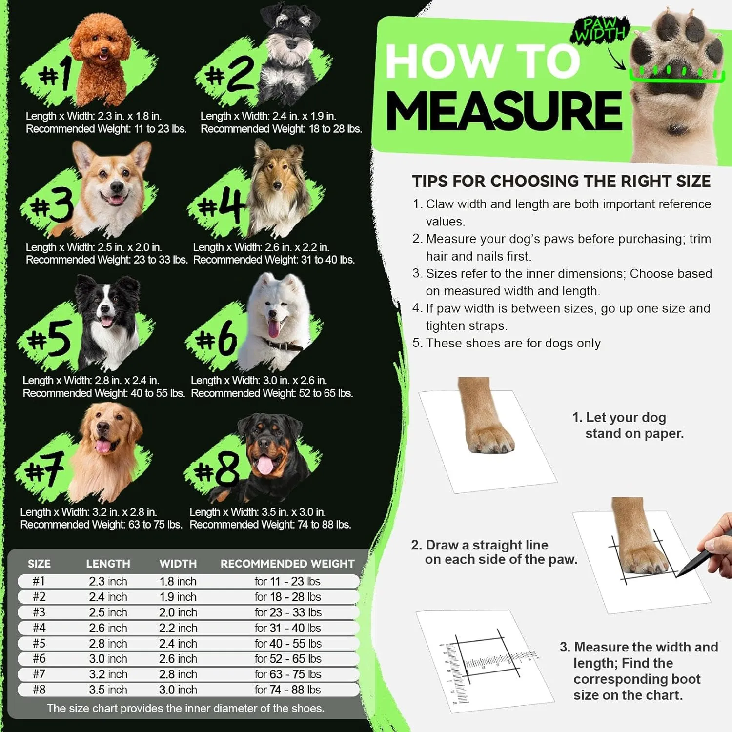 Dog Shoes for Large Small Medium Dogs,Waterproof Dog Boots & Paw Protectors with Breathable Mesh for Summer Hot Pavement,Anti-Slip Dog Booties for Hiking Hardwood Floors Winter Snow (Green-3)