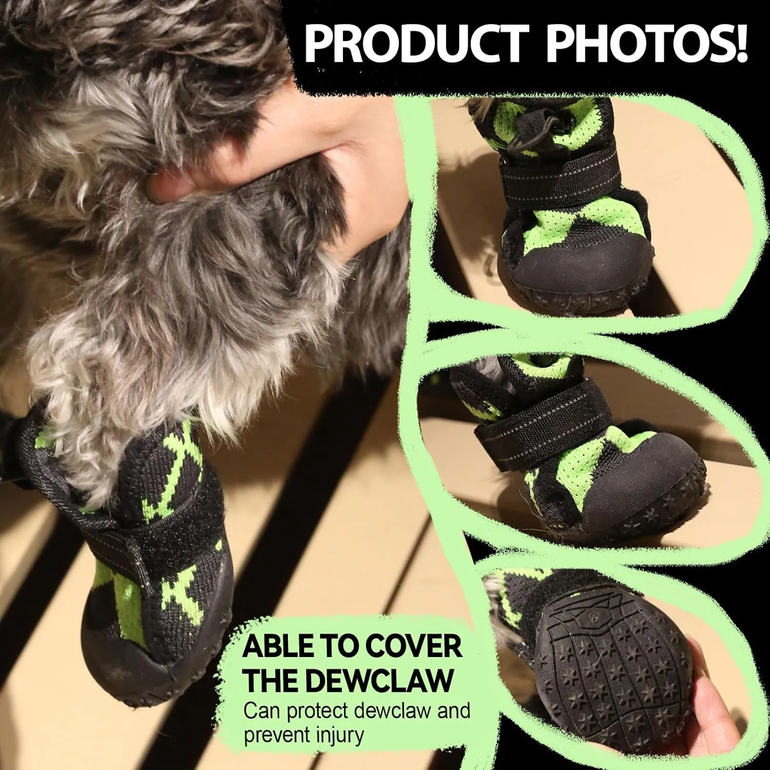 Dog Shoes for Large Small Medium Dogs,Waterproof Dog Boots & Paw Protectors with Breathable Mesh for Summer Hot Pavement,Anti-Slip Dog Booties for Hiking Hardwood Floors Winter Snow (Green-3)
