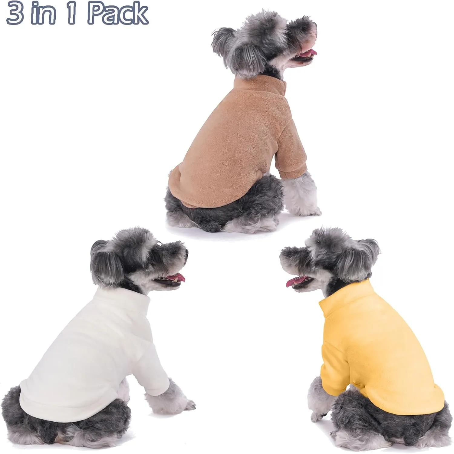 Dog Sweater, 3 Pack Dog Sweaters for Small Dogs Girl Boy, Ultra Soft Warm Puppy Clothes Dog Coat for Winter (Camel Beige Yellow, Medium)