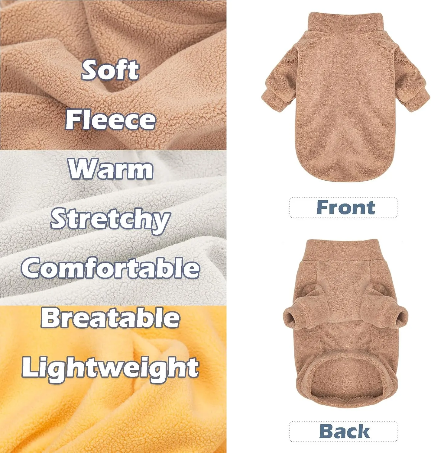 Dog Sweater, 3 Pack Dog Sweaters for Small Dogs Girl Boy, Ultra Soft Warm Puppy Clothes Dog Coat for Winter (Camel Beige Yellow, Medium)
