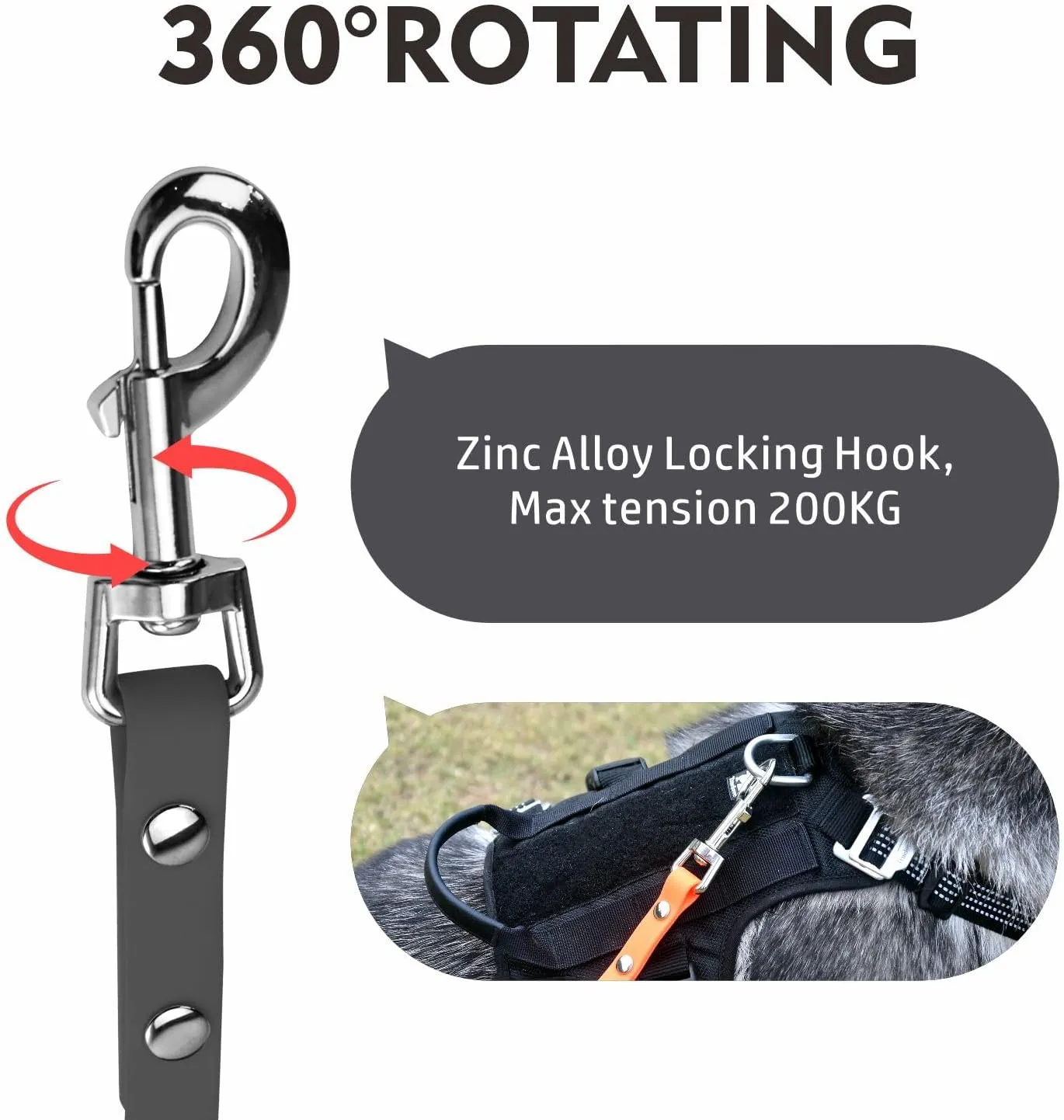 Dog Training Leash,Easy to Clean Waterproof Long Dog Leash, Heavy Duty Recall Dog Long Lead 6ft 10ft 15ft 30ft 50ft for Hiking,Yard, Beach and Swimming (Black, 10FT)