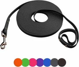 Dog Training Leash,Easy to Clean Waterproof Long Dog Leash, Heavy Duty Recall Dog Long Lead 6ft 10ft 15ft 30ft 50ft for Hiking,Yard, Beach and Swimming (Black, 10FT)