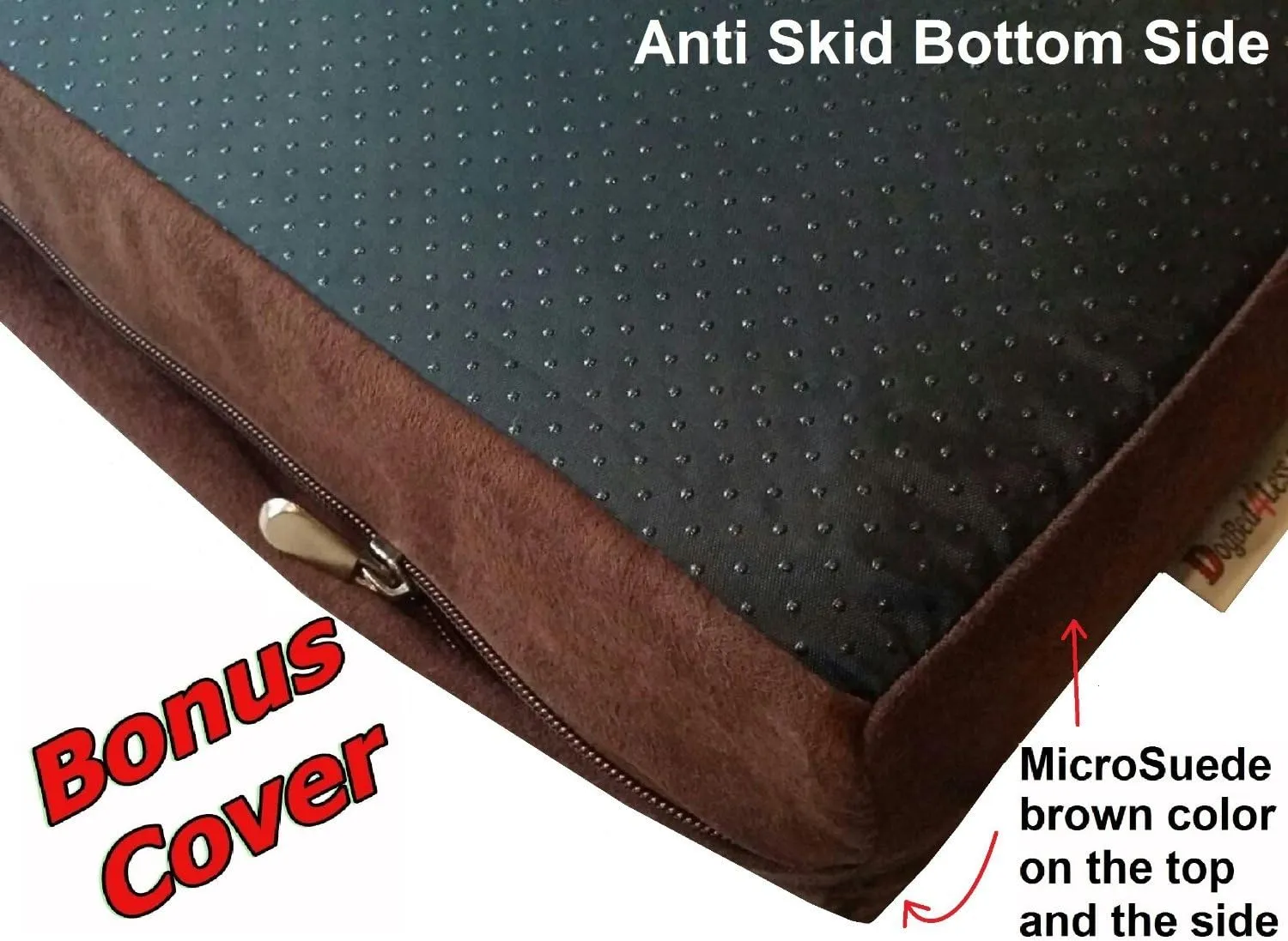 Dogbed4less Large Orthopedic Memory Foam Dog Bed for Medium to Large Dogs with Durable Waterproof Internal Case, Removable Washable Denim Cover   Bonus Pet Bed Case, 41X27X4 Fit 42X28 Dog Crate, Brown