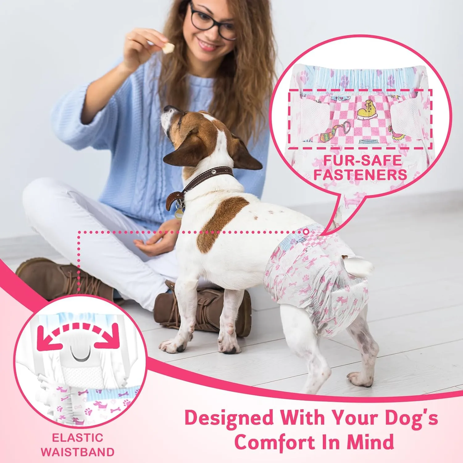 Dono Disposable Pet Diapers for Female Dogs Super Absorbent Soft Heating and Pee Puppy Diapers Female Liners, Including 20pcs XXS Diapers for Dogs and Cats