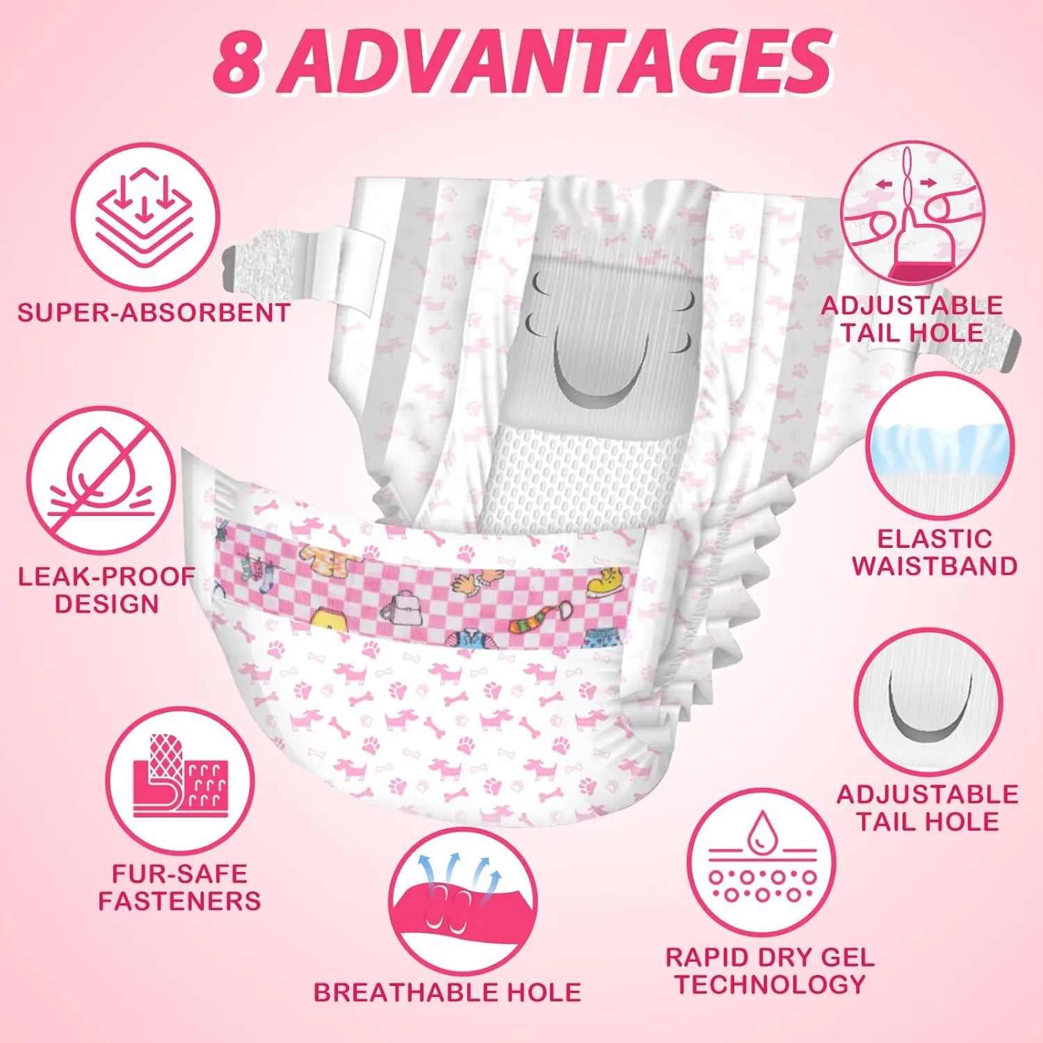 Dono Disposable Pet Diapers for Female Dogs Super Absorbent Soft Heating and Pee Puppy Diapers Female Liners, Including 20pcs XXS Diapers for Dogs and Cats