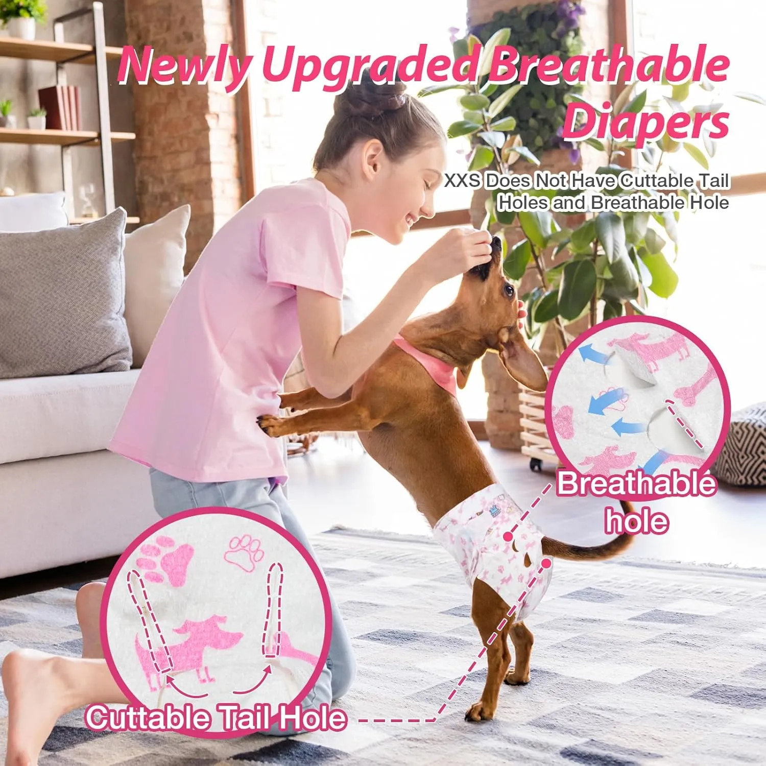 Dono Disposable Pet Diapers for Female Dogs Super Absorbent Soft Heating and Pee Puppy Diapers Female Liners, Including 20pcs XXS Diapers for Dogs and Cats
