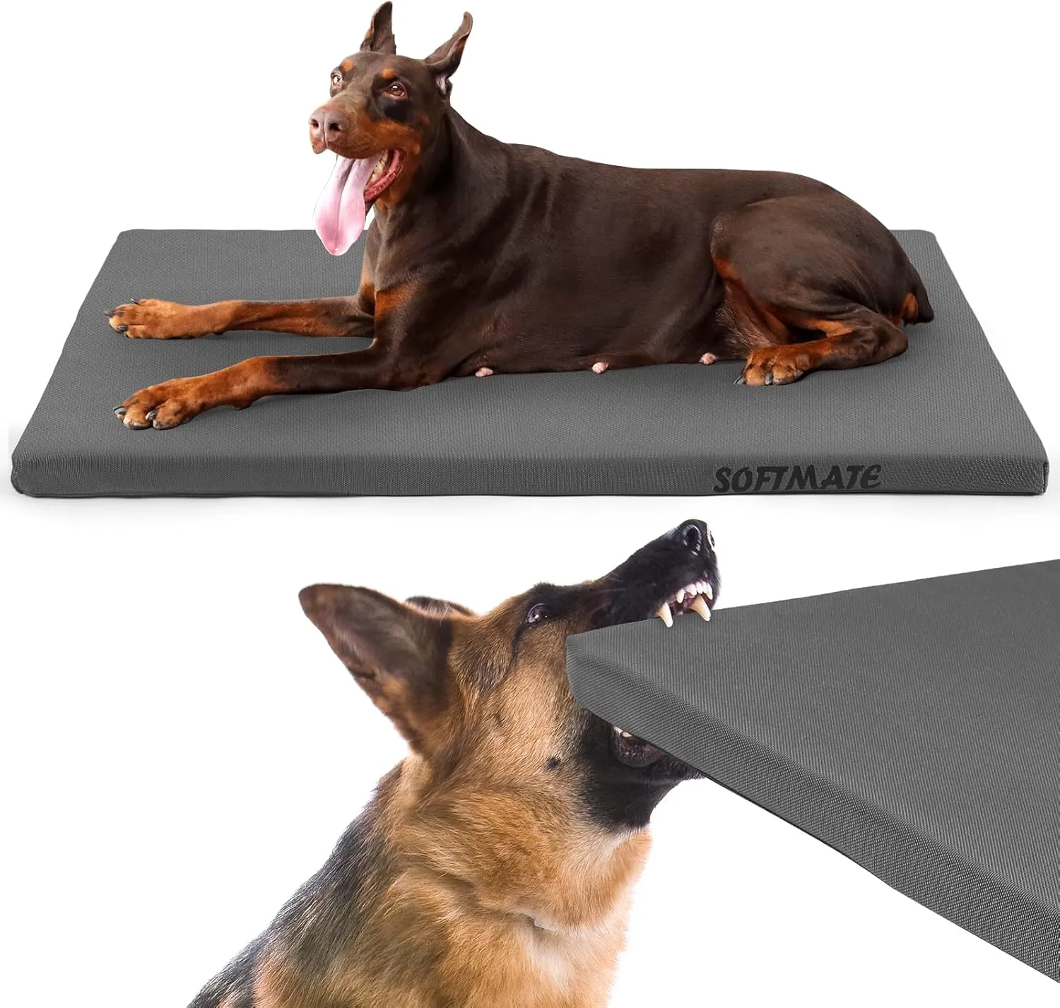 Durable Outdoor Dog Bed Chew Proof Dog Crate Mat for up to 60 lbs Large Dogs with Waterproof Removable and Washable Cover