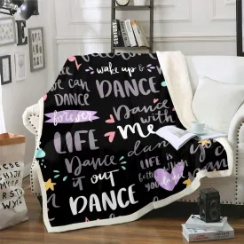 Feelyou Hippie Graffiti Fuzzy Sherpa Blanket Dance Life Fleece Throw Blanket Soft Cozy Fluffy Plush Blanket for Girls 60"X80"