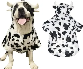 FLAdorepet Halloween Dog Cow Costume Outfits for Small Medium Large Dog Winter Fleece Puppy Jacket Coat Hoodie Funny Dog Clothes Golden Retriever(White, 6XL)