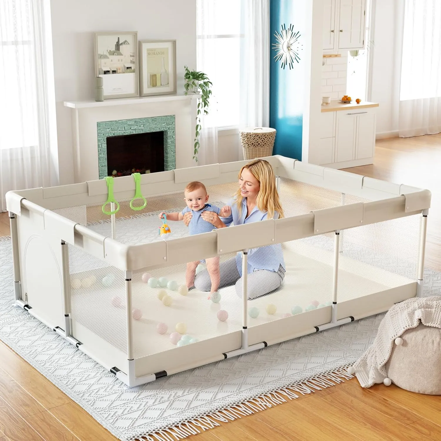 Fodoss Baby Playpen, 71x47inch Large Playpen for Babies and Toddlers, Indoor & Outdoor Play Yard, Baby Fence Play Area