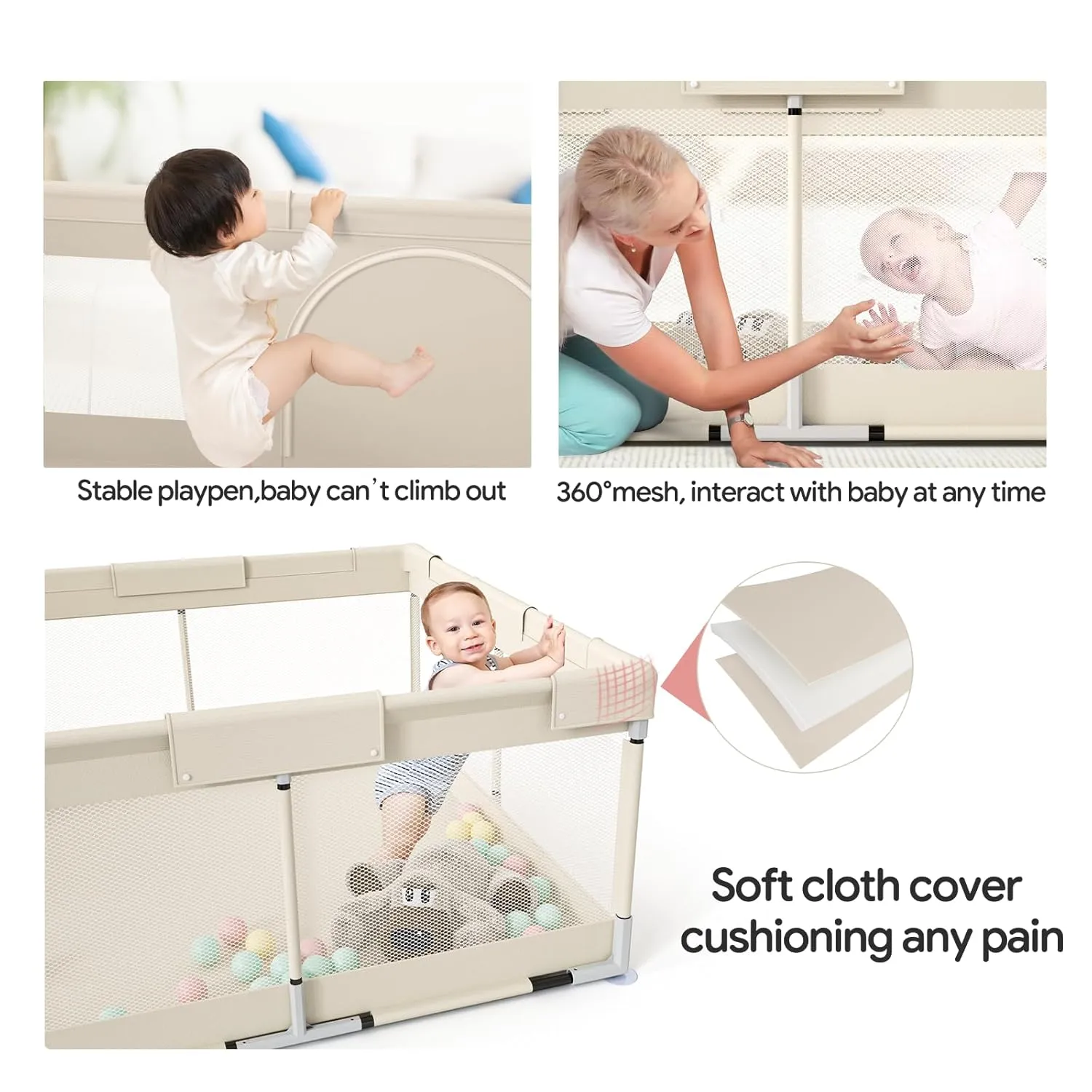 Fodoss Baby Playpen, 71x47inch Large Playpen for Babies and Toddlers, Indoor & Outdoor Play Yard, Baby Fence Play Area