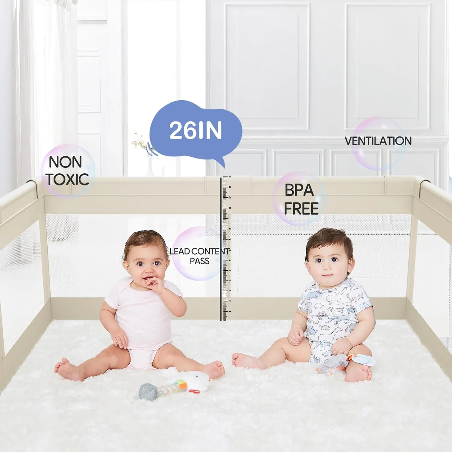 Fodoss Baby Playpen, 71x47inch Large Playpen for Babies and Toddlers, Indoor & Outdoor Play Yard, Baby Fence Play Area