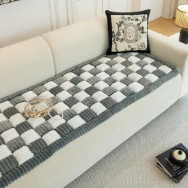 Funny Magic Sofa Cover, Fuzzy Waterproof Couch Cover for Dogs, Plaid Cream-Coloured Large Square Pet Mat, Bed Tatami Mat