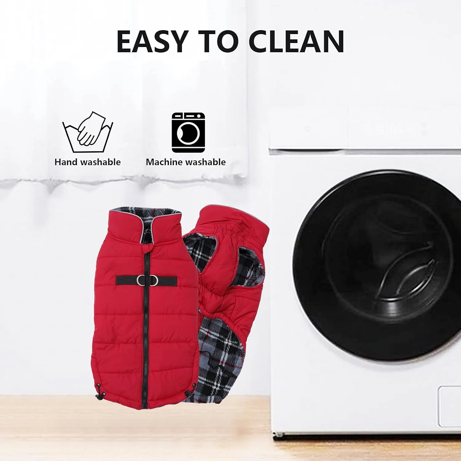 Geyecete Dog Winter Warm Coat - Windproof Snowproof Pet Outdoor Jacket for Small to Large Dogs - Red - XS
