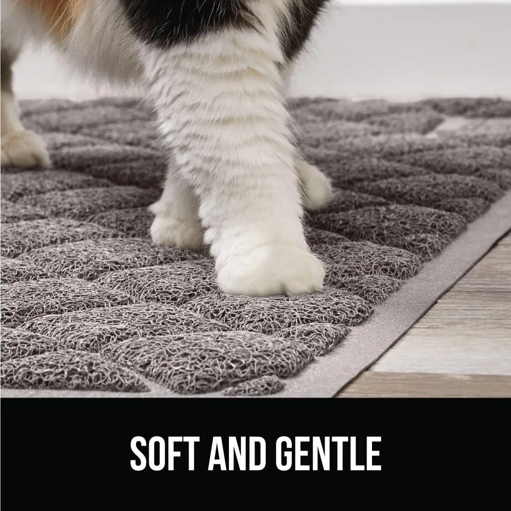 GORILLA GRIP Cat Litter Box Mat, 35x23, Water Resistant Kitty Litter Trapping Mat, Textured Backing, Easy to Clean, Less Waste and Clean Floors, Kitten Supplies for Indoor Cats, Soft on Paws, Gray