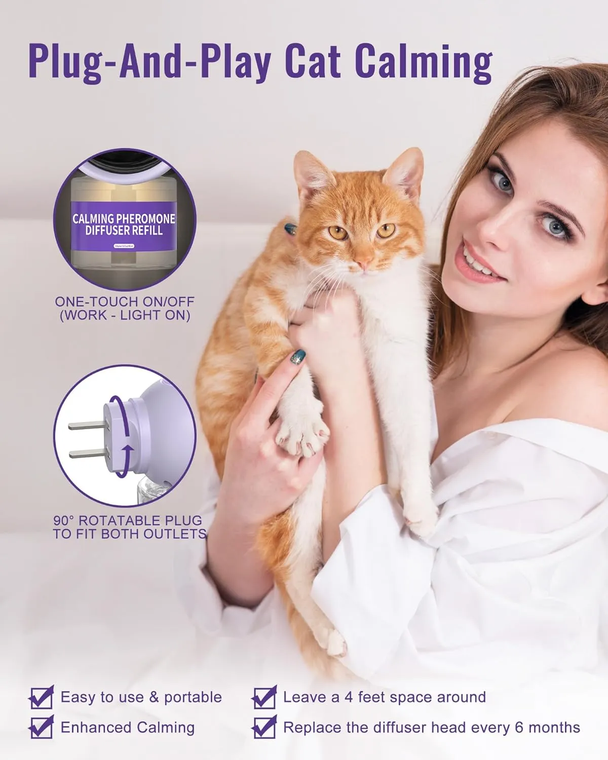 Lesotc Cat Pheromones Calming Diffuser Effectively Relieve Anxiety Stress Cat Calming Diffuser Multicat Pheromones Diffuser Refill Reduce Fighting Spraying and Scratching Calm Relaxing Fits All Cats