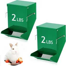 Maxcheck 2 Pcs Rabbit Feeder for Cages Small Animal Food Dispenser with Lid Metal Rabbit Feeders Outside for Guinea Pig(4.7 Inches)