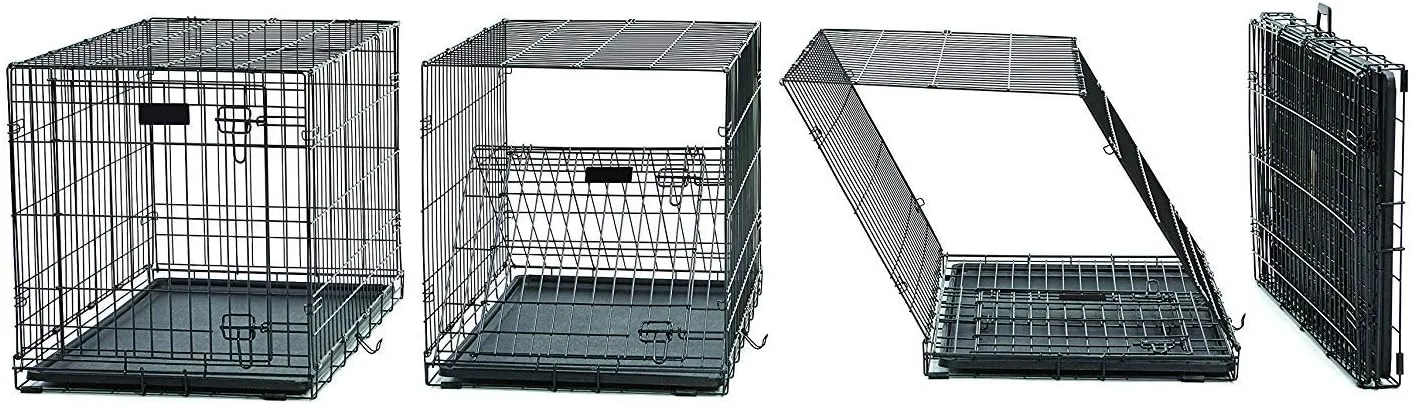 MidWest Homes for Pets Medium Dog Crate | Midwest Life Stages 30' Folding Metal Divider Panel,Floor Protecting Feet,Plastic Tray 30L x 19W 21H Inches,Breed