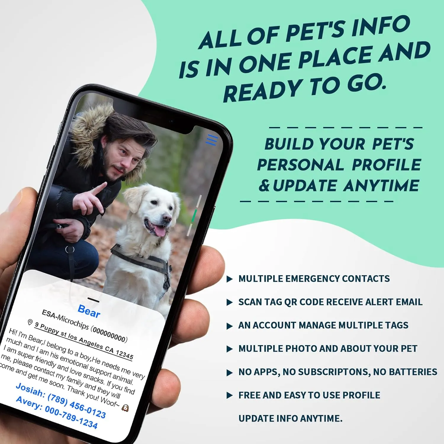 MYLUCKYTAG ESA Tag - QR Code Digital Pet ID, Stainless Steel, Engraved, Email Alerts