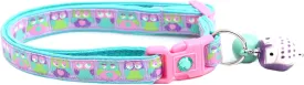 Owl Cat Collar with Bell | Safety Breakaway Collar | Adjustable Large Size or Kitten Collar (Purple/Aqua, Large(10lbs & Up))