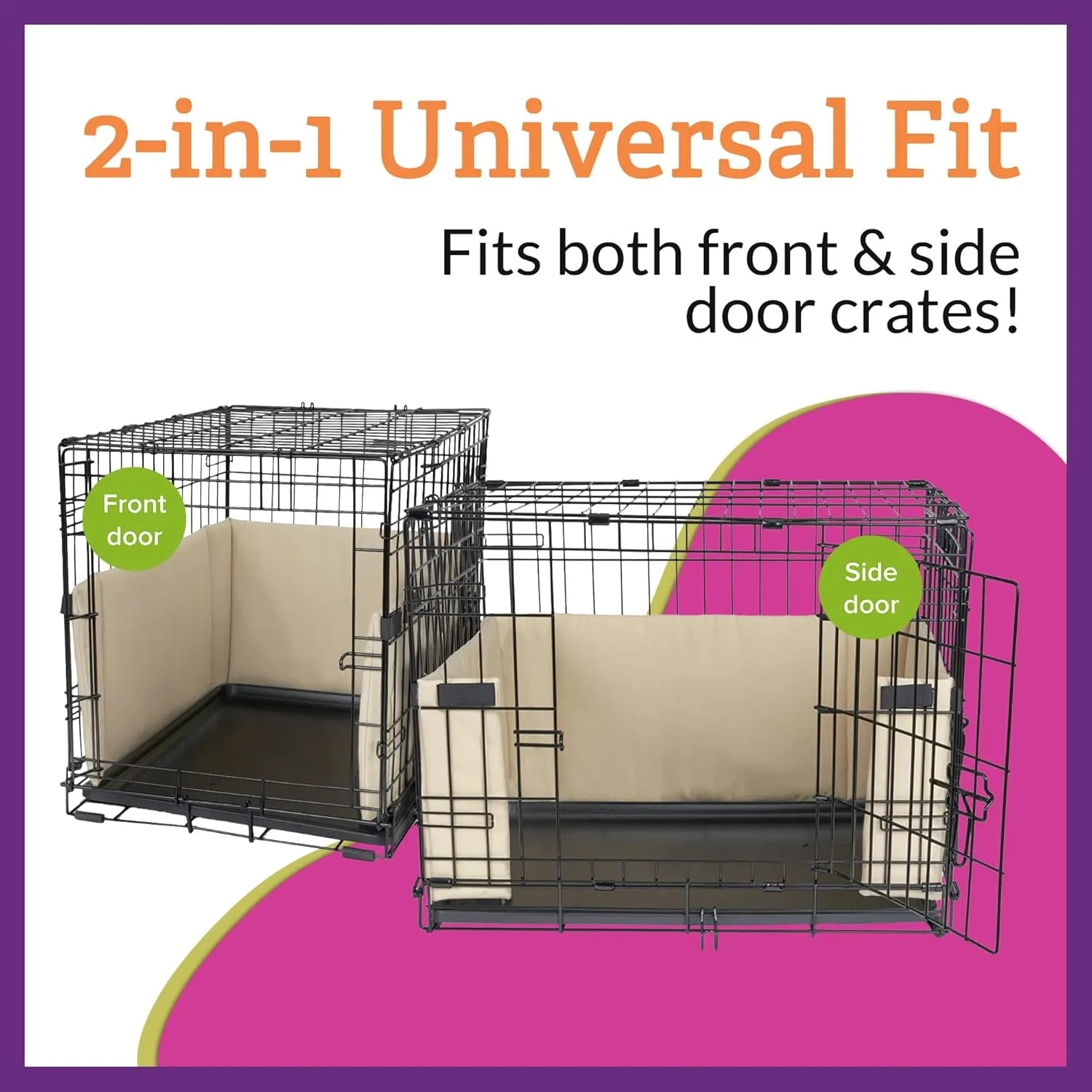 Pet Dreams Dog Crate Bumper - Comfy Liner & Dog Tail Protector for Inside Crate, Fits iCrate Cages 18, 24, 30, 36, 42, 48 Inches (Pink, X-Small, 18")