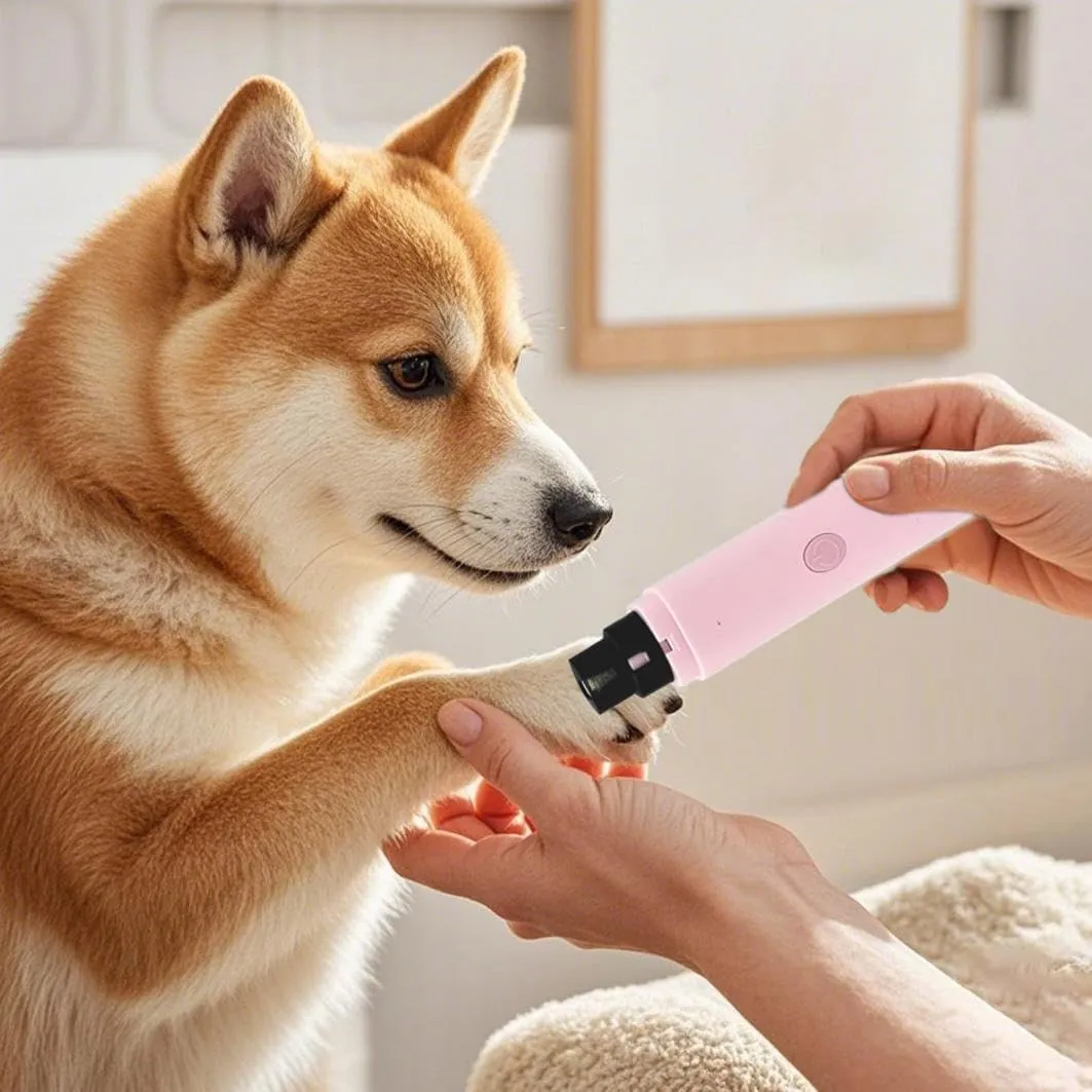 Pet Nail Grinder for Dogs, Rechargeable USB Electric Pet Nail Trimmers, Silent Charging Pet Paws Clippers, Quiet Puppy Nail File Smoothing Tool for Small, Medium and Large Dogs or Cats (Pink)