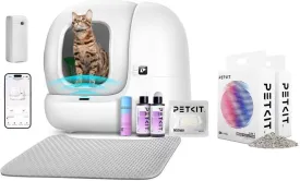 PETKIT New Update PuraMax 2 Self Cleaning Cat Litter Box with 2 Bags Litter, Automatic Cat Litter Box for Multiple Cats Includes K3 Smart Air Purifier Spray and N50 2.0 Odor Eliminator