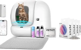PETKIT New Update PuraMax 2 Self Cleaning Cat Litter Box with 4 Bags Litter, Automatic Cat Litter Box for Multiple Cats Includes K3 Smart Air Purifier Spray and N50 2.0 Odor Eliminator