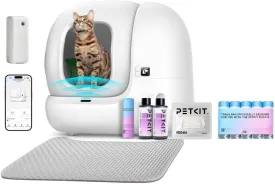 PETKIT New Update PuraMax 2 Self Cleaning Cat Litter Box with 5 Rolls Waste Bags, Automatic Cat Litter Box for Multiple Cats Includes K3 Smart Air Purifier Spray and N50 2.0 Odor Eliminator