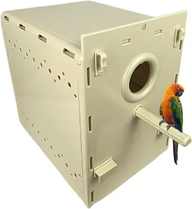 Plastic Bird House for Parrots  Durable Parakeet Nesting Box with Rear Cover, Easy Access and Removable Tray, Ideal Nido para Periquitos, Budgies, and Small Parrots, Cage Accessory