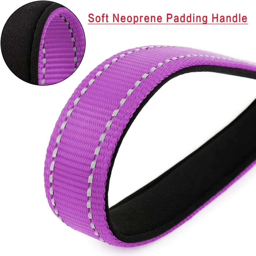 PLUTUS PET 10 Short Dog Leash, Reflective Nylon Padded Handle, Strong Traffic Leash with Carabiner Clip, Perfect for Large or Medium Dogs10Purple